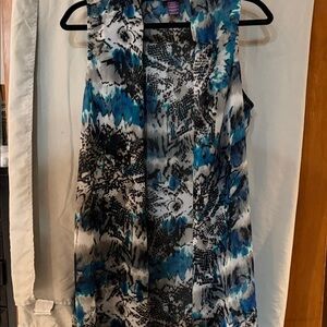 Beverly Drive Blue and Black Abstract Blouse